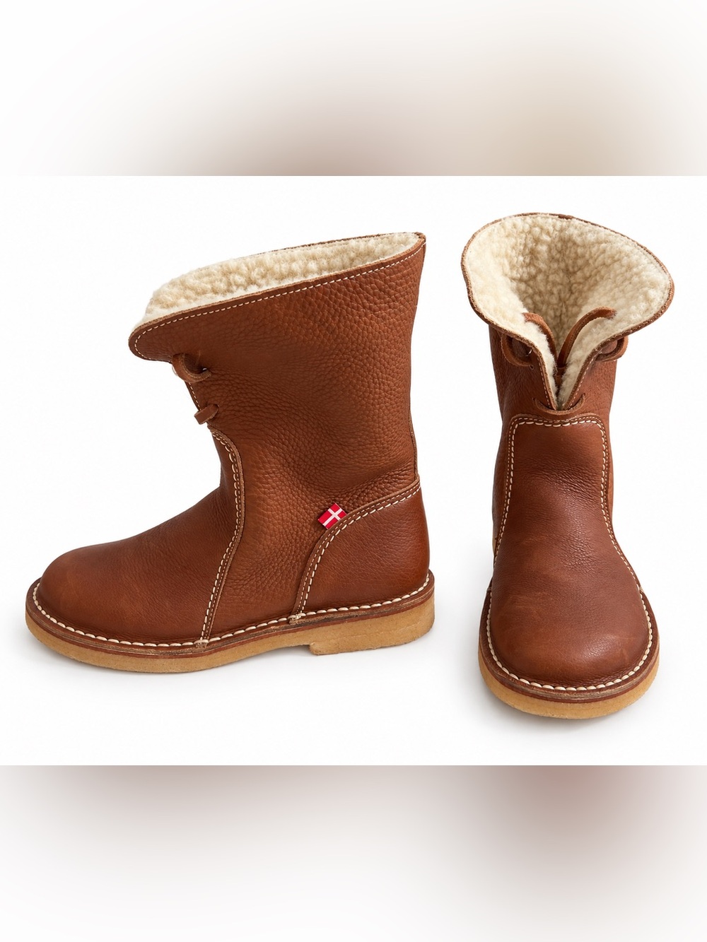 Women's Brown Shearling-Lined Winter Pull-On Boots